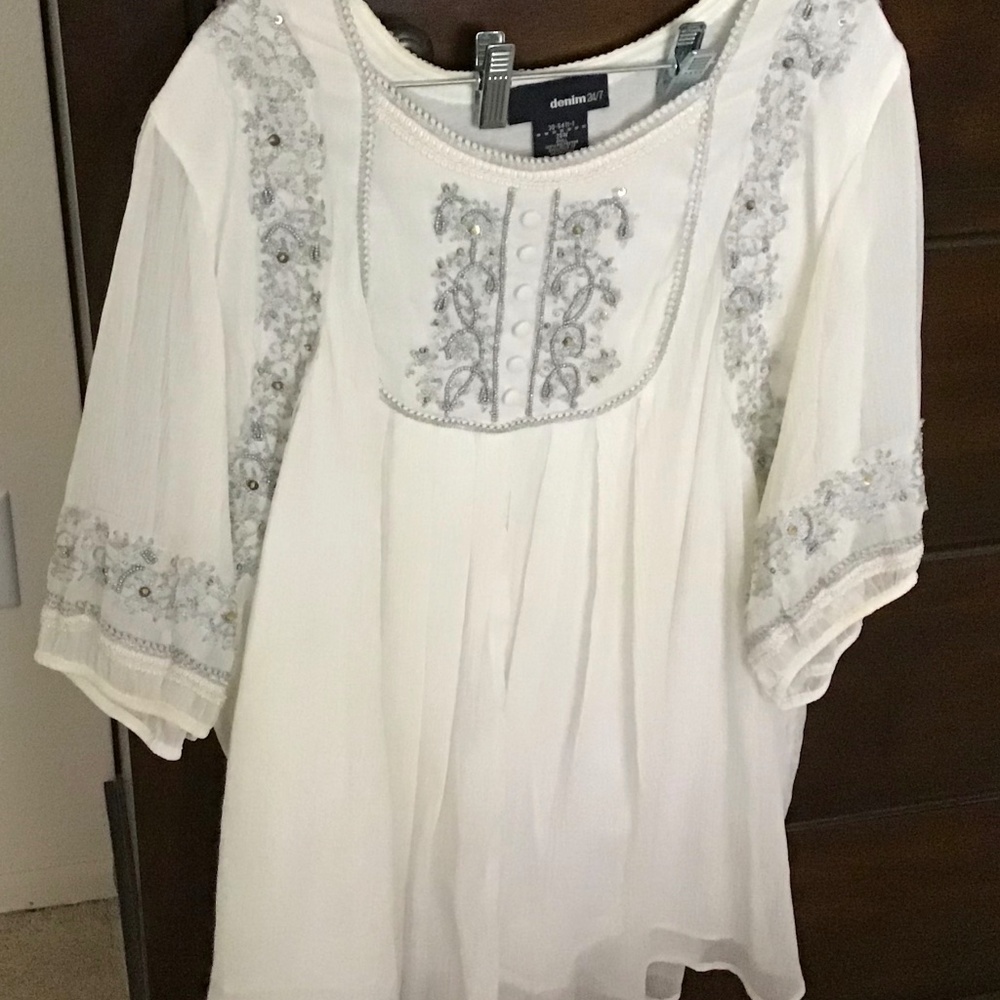 Plus size Frilly Ivory w/Silver Embroidery & Beads